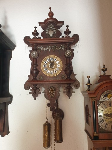 Antike kaminuhr holz bronze - kaminuhr,